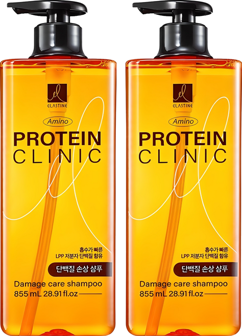 엘라스틴 아미노 프로틴 클리닉 단백질 손상 케어 샴푸, 855ml, 2개
