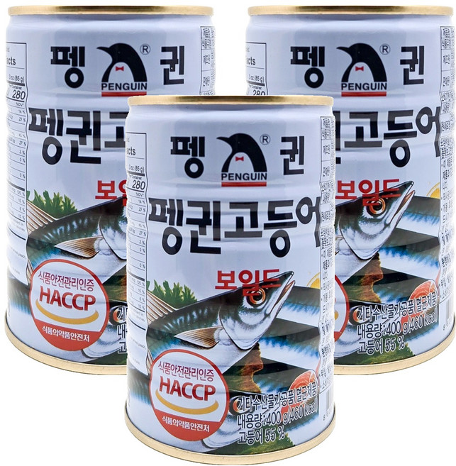 펭귄 고등어 보일드, 3개, 400g