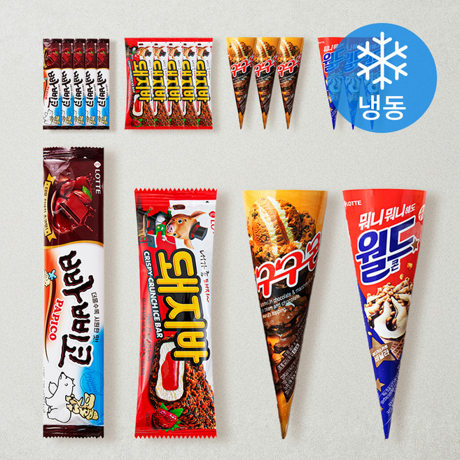 롯데웰푸드 빠삐코 130ml 6p + 돼지바 70ml 6p + 월드콘 160ml 4p + 구구콘 160ml 4p (냉동), 1세트