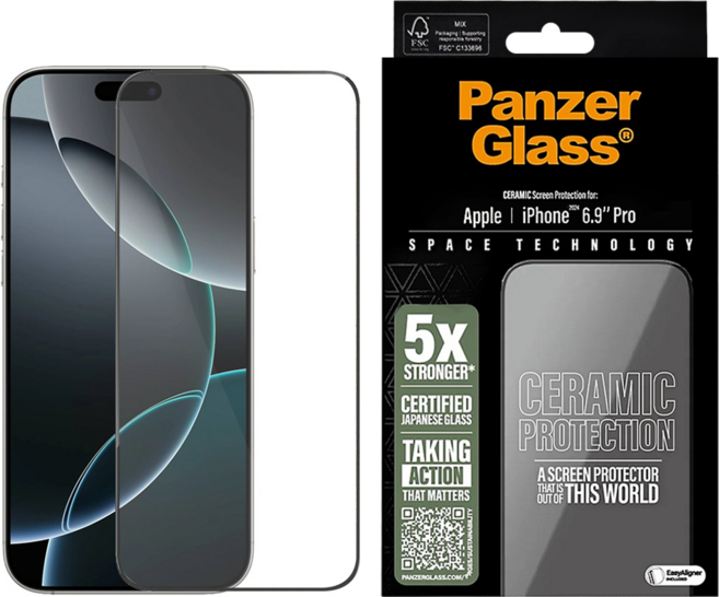 PanzerGlass 智慧型手機 陶瓷玻璃 螢幕保護貼 iPhone 16 Pro Max 2.5D 防刮疏油抗指紋 亮面 26g 1個