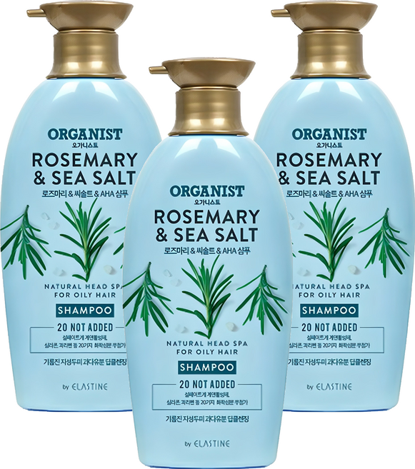 오가니스트 로즈마리 앤 씨솔트 딥클렌징 샴푸, 500ml, 3개