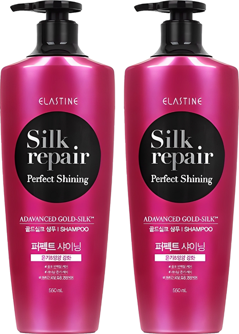 엘라스틴 실크리페어 퍼펙트 샤이닝 골드실크 샴푸, 550ml, 2개
