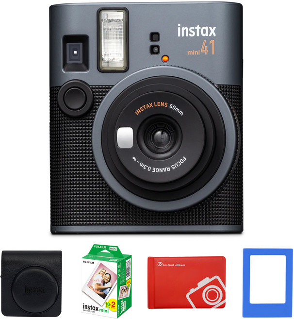 인스탁스 mini 41 블랙 + 미니필름 20p + 케이스 블랙 + 오리진 미니앨범 랜덤발송 + 미니자석액자 랜덤발송 instax mini 41, 1세트