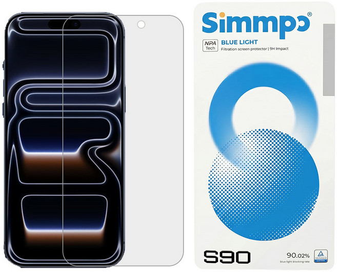 Simmpo 簡單貼 耐衝擊抗藍光護眼保護膜 S-90, 透明色, 1個