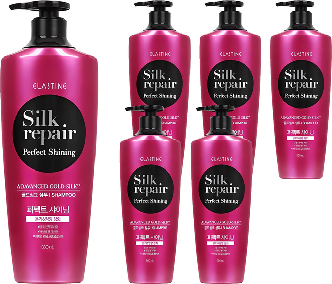엘라스틴 실크리페어 퍼펙트 샤이닝 골드실크 샴푸, 550ml, 6개