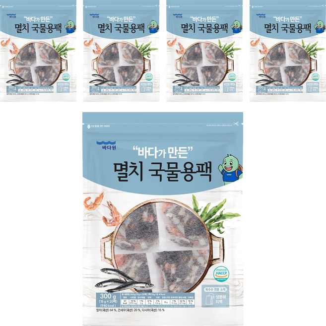 바다원 멸치 국물용팩, 300g, 5개
