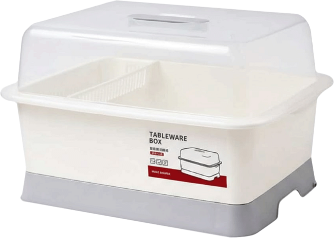 FAmILyLIFE 生活 簡約附蓋自動瀝水碗籃 A-100, 白色, 1個