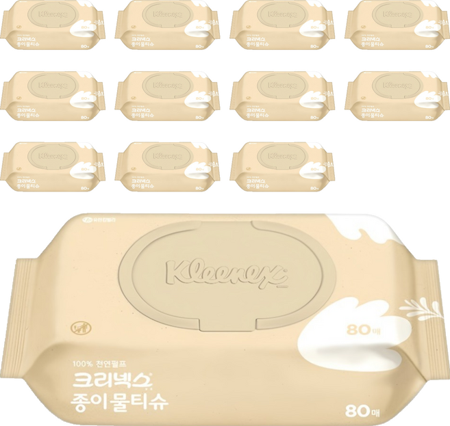 크리넥스 종이물티슈 캡형, 38g, 80개입, 12개