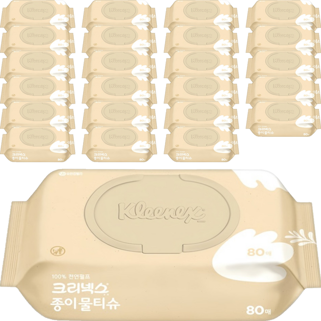 크리넥스 종이물티슈 캡형, 38g, 80개입, 24개