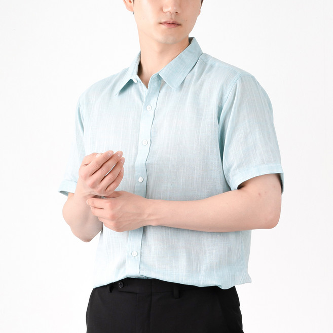 엘엑스티 남성용 시원한 통기성 반팔 린넨 셔츠