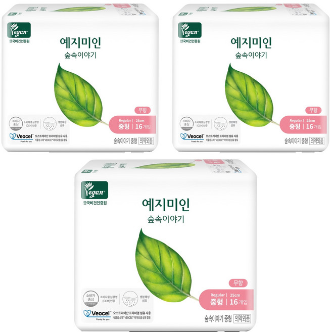 예지미인 숲속이야기 비오셀 생리대 날개형, 중형, 3개