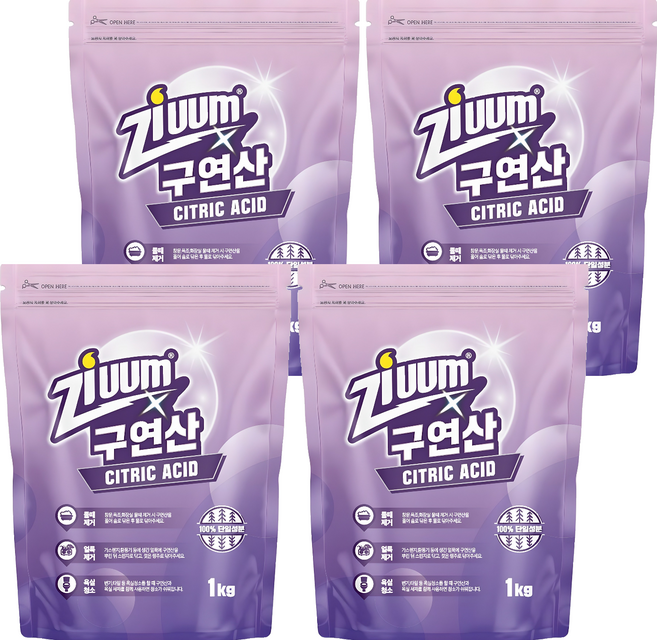 슈가버블 지움 분말 구연산, 1kg, 4개