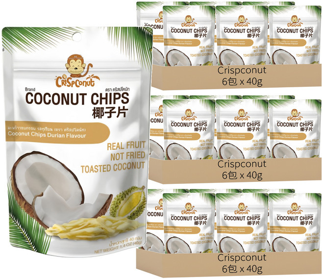 Crispconut 猴子 椰子脆片 榴槤味, 240g, 18包