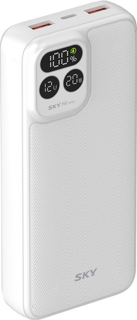 SKY 필 PD20 LCD 디스플레이 고속 충전 보조배터리 20000mAh 22.5W, SKY-PD20, 화이트