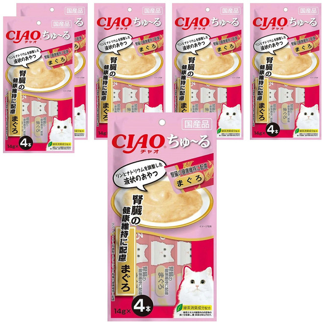 INABA CIAO 啾嚕 腎臟保健配方 肉泥, 鮪魚, 56g, 6袋