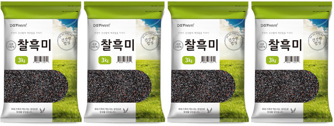 건강한밥상 국산 찰흑미, 3kg, 4개