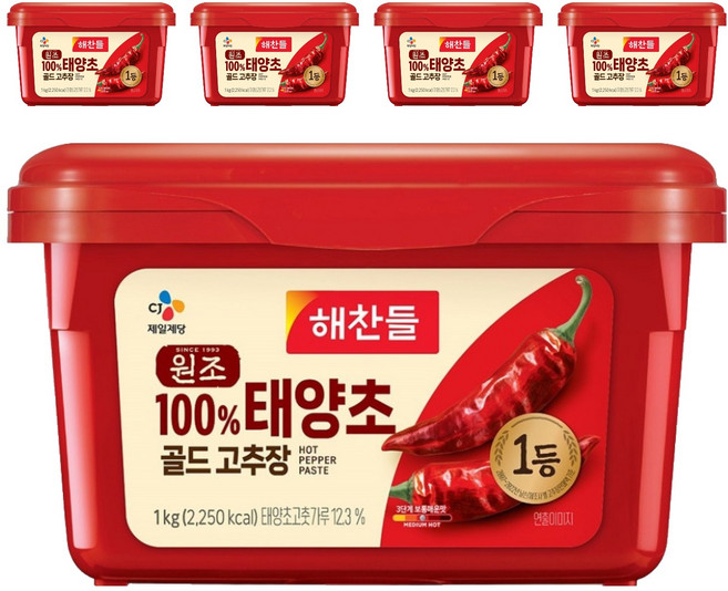 태양초 골드 고추장, 1kg, 5개