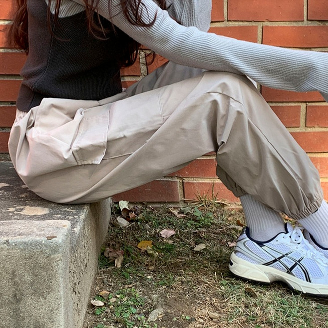 토마토팩토리 여성용 아노락 카고 스판 밴딩 조거팬츠