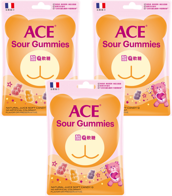 ACE 酸Q熊軟糖, 220g, 3袋