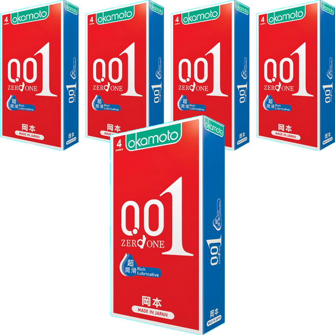 okamoto 岡本 001RL 超潤滑保險套, 4個, 5盒