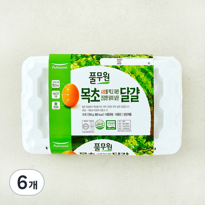 풀무원 1+등급 무항생제 목초란, 15구, 6개