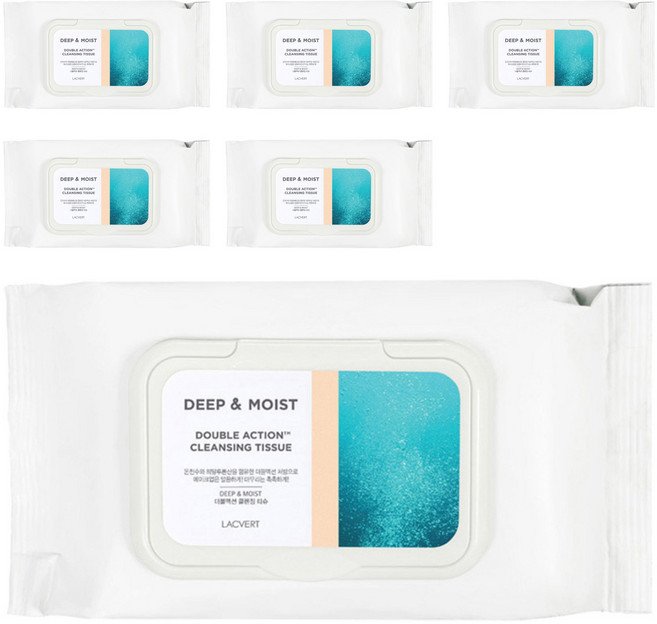 라끄베르 딥 앤 모이스트 더블액션 클렌징 티슈, 80매입, 6개