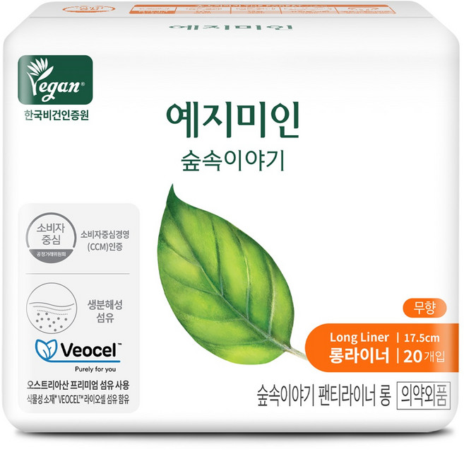 예지미인 숲속이야기 팬티라이너, 1세트, 20개입, 롱