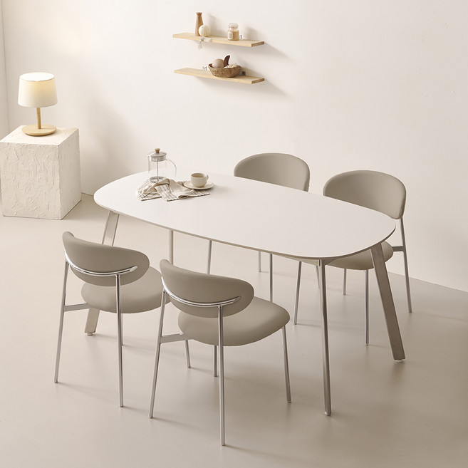 폴인퍼니 브린 포세린 세라믹 식탁 4인용 1400 + 의자4p 세트 방문설치, 의자(그레이4P), 일반의자 4