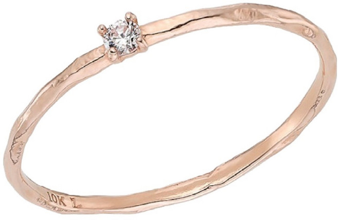 로이드 여성용 포인트 슬림 텍스쳐 골드 14K 실반지