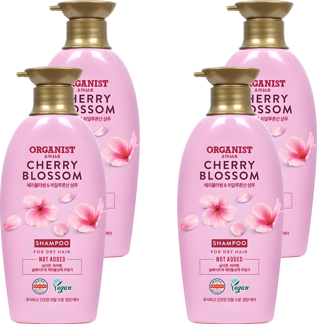 오가니스트 체리블라썸 수분 영양 샴푸, 500ml, 4개