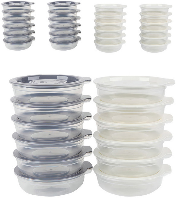 이지앤프리 이지쿡 패밀리 홈세트 24P, 3세트, 450ml(12p) + 뚜껑 그레이(6p) + 뚜껑 화이트(6p)