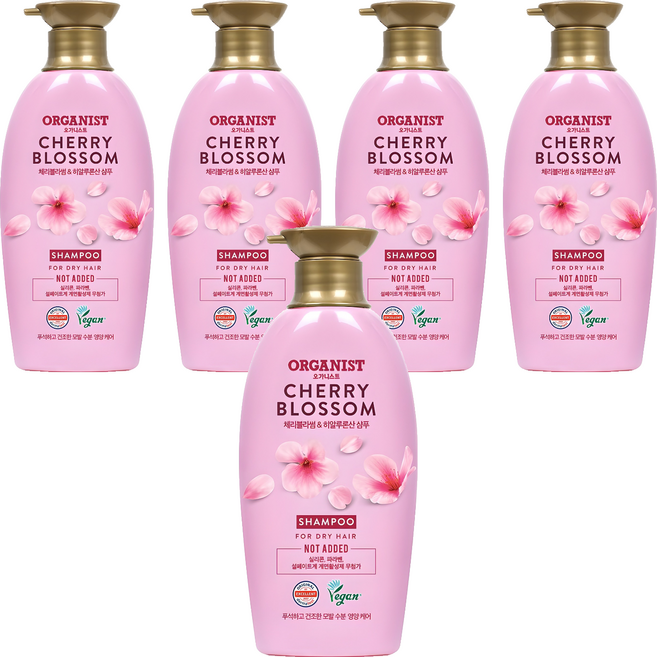 오가니스트 엘라스틴 체리블라썸 수분 영양 샴푸, 500ml, 5개