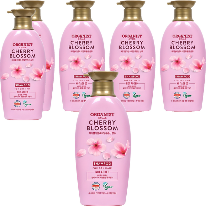 오가니스트 엘라스틴 체리블라썸 수분 영양 샴푸, 500ml, 6개