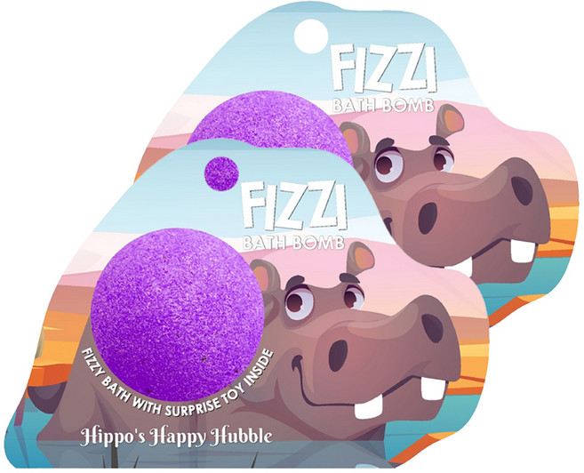 Saboo 泡沫沐浴球 HIPPO'S HAPPY HUBBLE 快樂的河馬哈伯 內附驚喜小公仔, 2顆, 100g