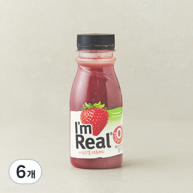 아임리얼 스트로베리 주스, 190ml, 6개