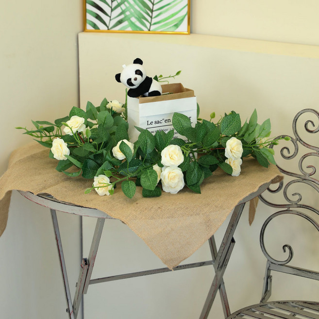 捲邊玫瑰藤蔓人造花 2入, 黃色, 2個