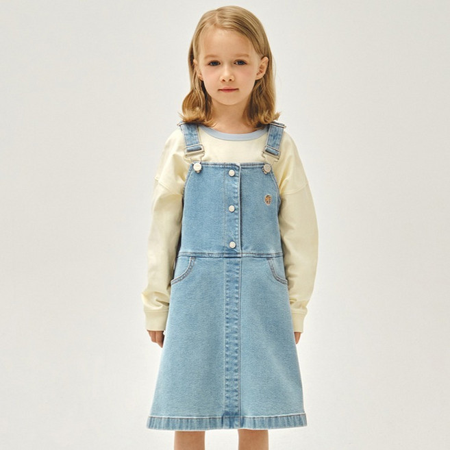 MaritheFrancoisGirbaud 兒童 W A字牛仔吊帶裙 MFE46SDS102