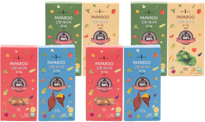 파파루 간편레시피 유기농 야채가루 분말이유식 중간입자 4종 세트, 감자, 고구마, 당근, 양배추, 2개