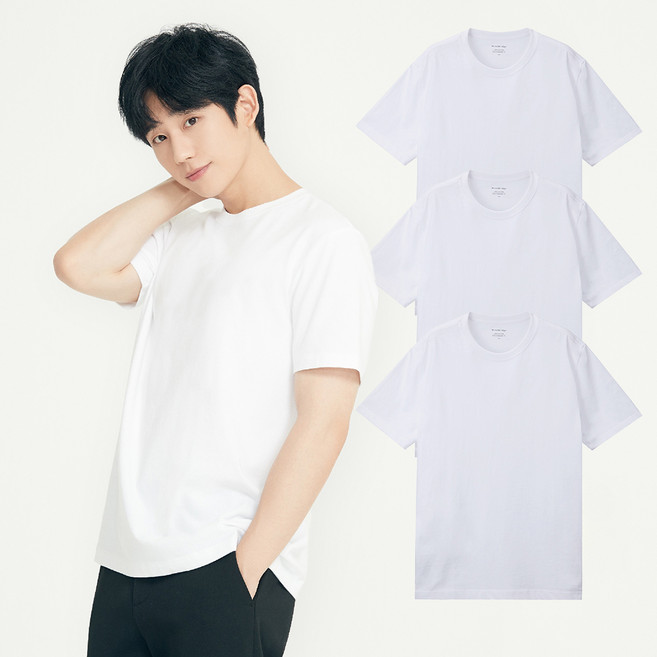 MIND BRIDGE 高密度20支純棉基本款短袖T恤 3件 MATS0101, 白色, 白色, 白色