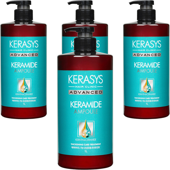 케라시스 어드밴스드 케라마이드 가는 손상모 클리닉 트리트먼트, 1L, 4개