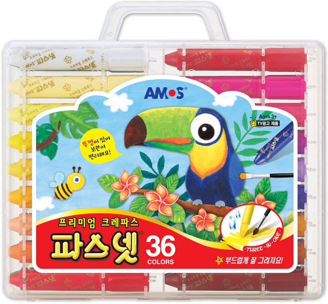아모스 파스넷 프리미엄 크레파스, 36색, 1세트
