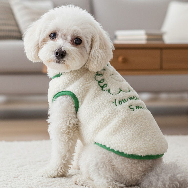 쁘띠도그 뭉게후리스조끼 DWV016, 베이지, 1개