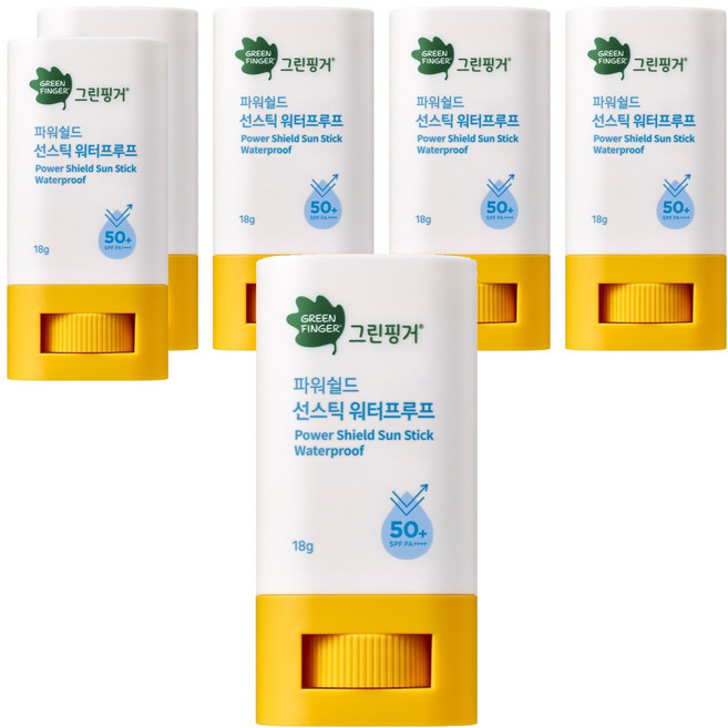 그린핑거 유아용 파워쉴드 선스틱 워터프루프 SPF50+ PA++++, 18g, 6개