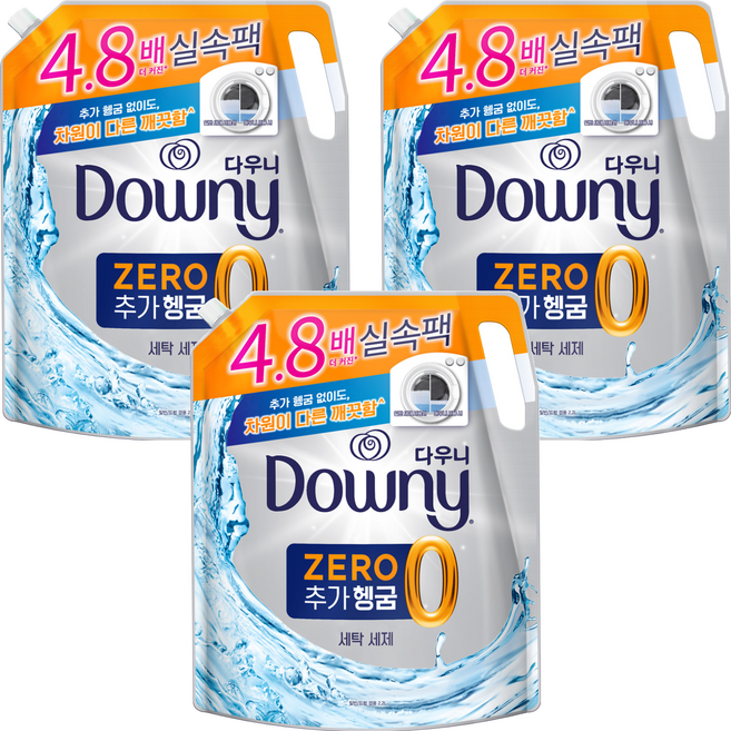 다우니 제로 추가 헹굼 액상세제 리필, 2.2L, 3개