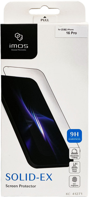 imos SOLID-EX 螢幕保護貼 2.5D 防窺 玻璃貼 for iPhone 16 Pro 9H 0.33mm Anti-Fingerprint 極細黑邊
