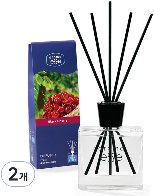 아로마엣세 글라스 디퓨저, 블랙체리, 175ml, 2개