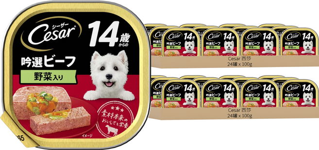 Cesar 西莎 14歲以上超高齡犬 熟齡餐盒, 牛肉 + 蔬菜口味, 100g, 48罐
