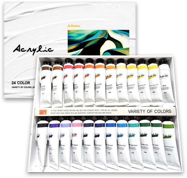 풀컬러즈 전문가용 아크릴물감 세트, 20ml, 24색