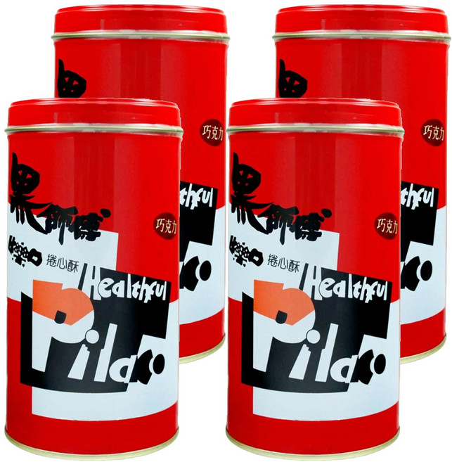 Healthful 黑師傅 巧克力口味捲心酥 香氣醇厚、口感酥脆, 400g, 4罐