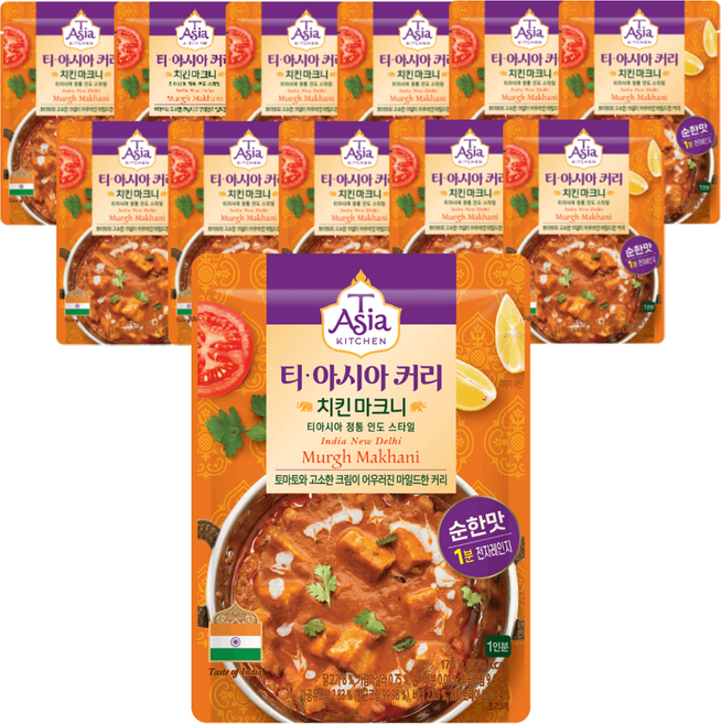 티아시아키친 치킨 마크니 커리 전자레인지용, 170g, 12개